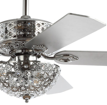 Zara 52" Filigree Metal/Wood LED Ceiling Fan - JONATHAN Y